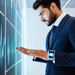 **Prompt 1: Individual Wellness and Technology**
    A professional, healthy-looking man in a modest business suit, observing abstract, glowing digital health data on a futuristic transparent screen or interacting with a sleek, smart wearable device on his wrist. The setting is a clean, modern wellness hub with soft, diffused lighting and a minimalist design. Subtle visual elements representing mental clarity and physical vitality are integrated into the scene. The overall mood is optimistic and forward-thinking.
    *   **Safety & Quality Modifiers:** fully clothed, appropriate attire, professional dress, safe for work, appropriate content, perfect anatomy, correct proportions, natural pose, well-formed hands, proper finger count, natural body proportions, professional photography, high quality.