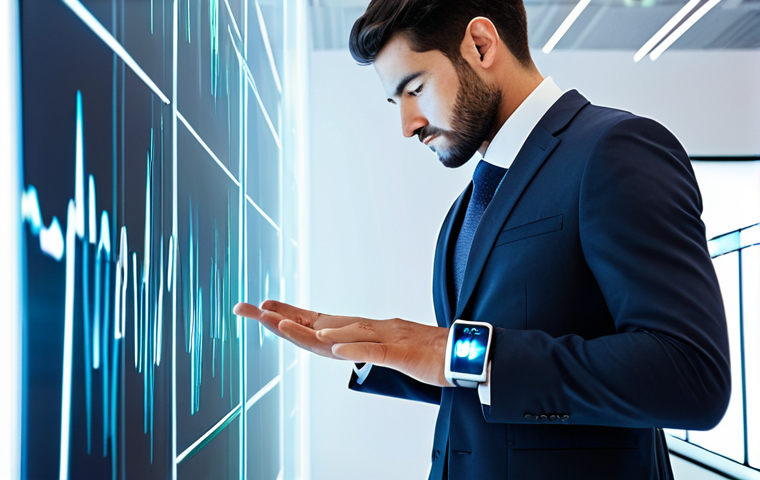 **Prompt 1: Individual Wellness and Technology**
A professional, healthy-looking man in a modest business suit, observing abstract, glowing digital health data on a futuristic transparent screen or interacting with a sleek, smart wearable device on his wrist. The setting is a clean, modern wellness hub with soft, diffused lighting and a minimalist design. Subtle visual elements representing mental clarity and physical vitality are integrated into the scene. The overall mood is optimistic and forward-thinking.
* **Safety & Quality Modifiers:** fully clothed, appropriate attire, professional dress, safe for work, appropriate content, perfect anatomy, correct proportions, natural pose, well-formed hands, proper finger count, natural body proportions, professional photography, high quality.