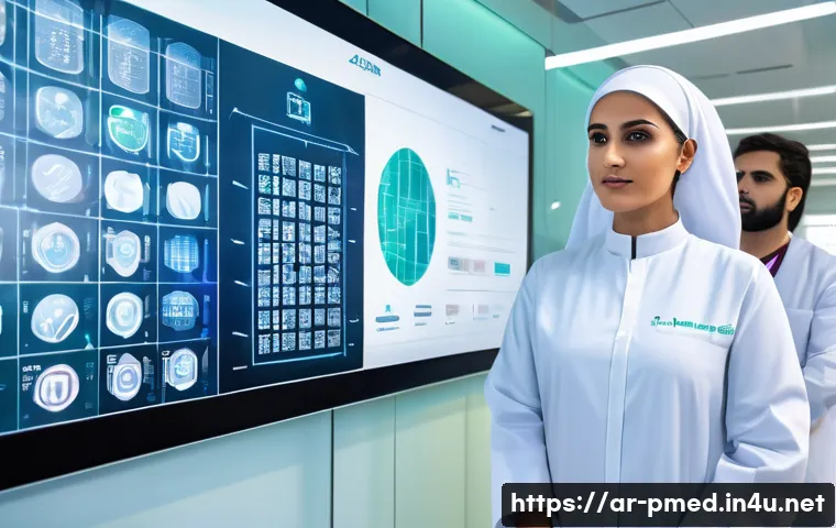 예방의학 경력 개발 계획 세우기 - A professional Middle Eastern male and female health workers in a modern clinic setting, both wearin...